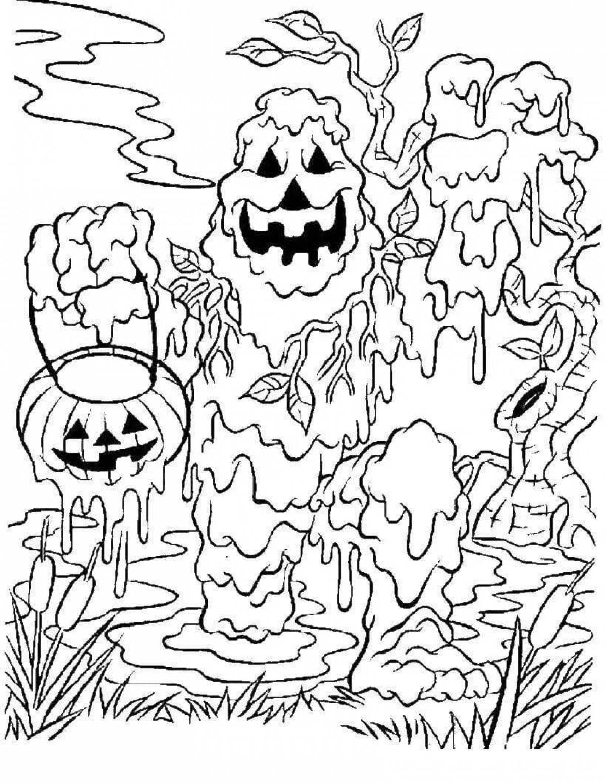 Nerving scary child coloring page