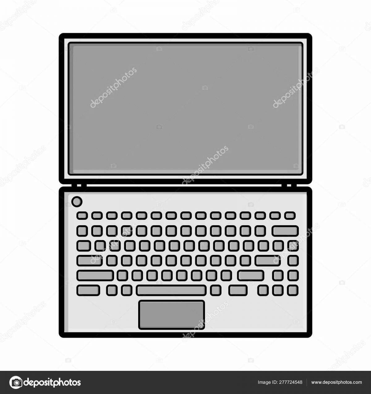 Coloring page of laptop screen