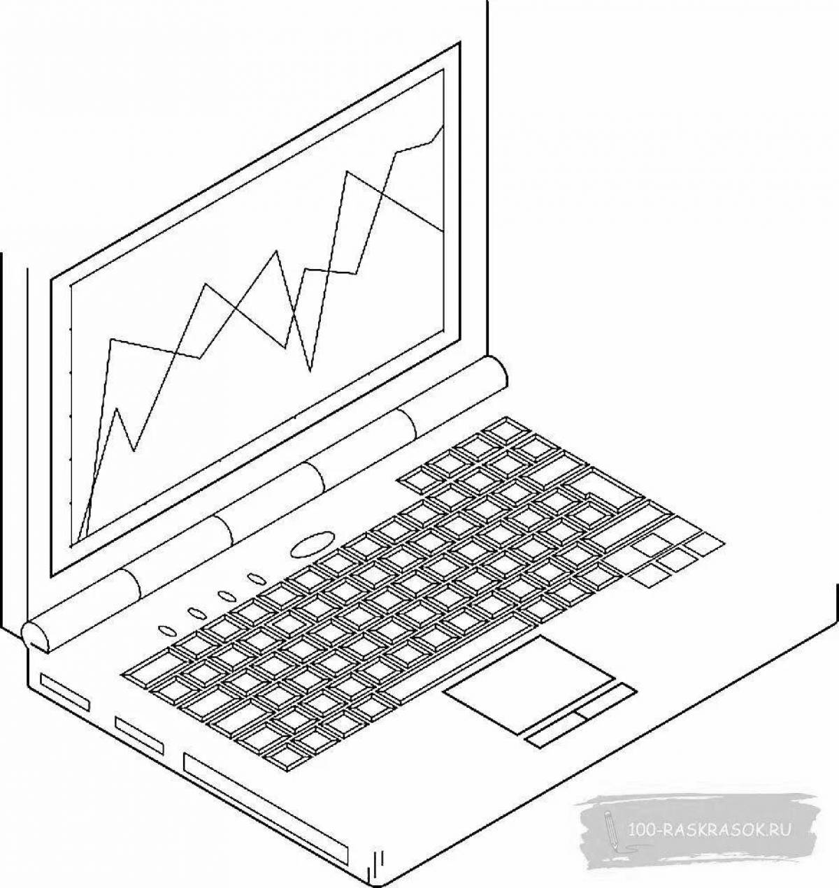 Funny laptop screen coloring page