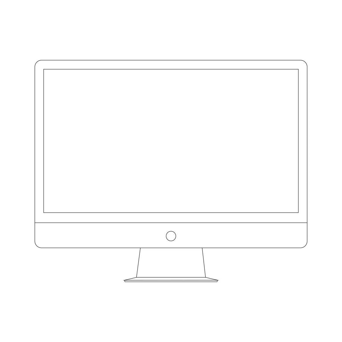 Playful laptop screen coloring page