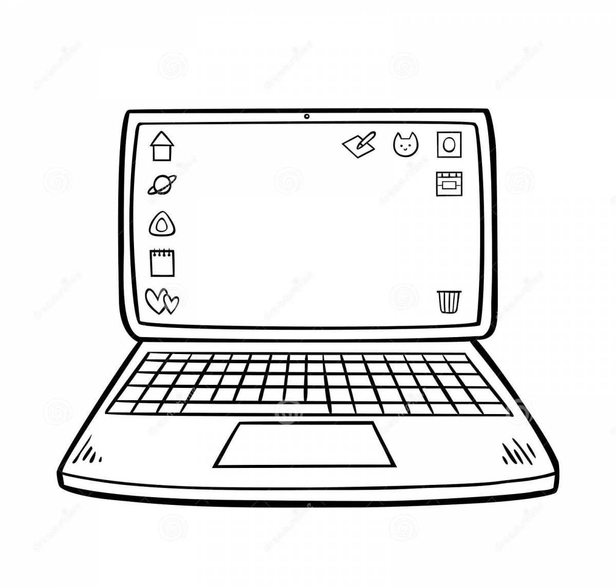 Attractive laptop screen coloring page