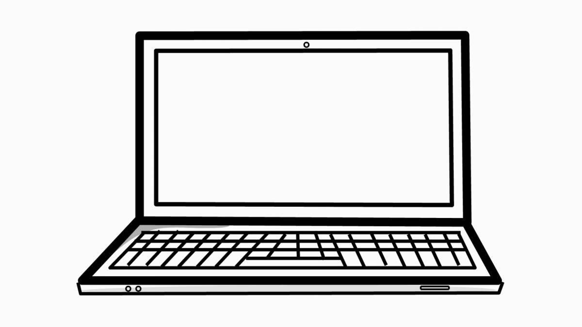 Magic laptop screen coloring page