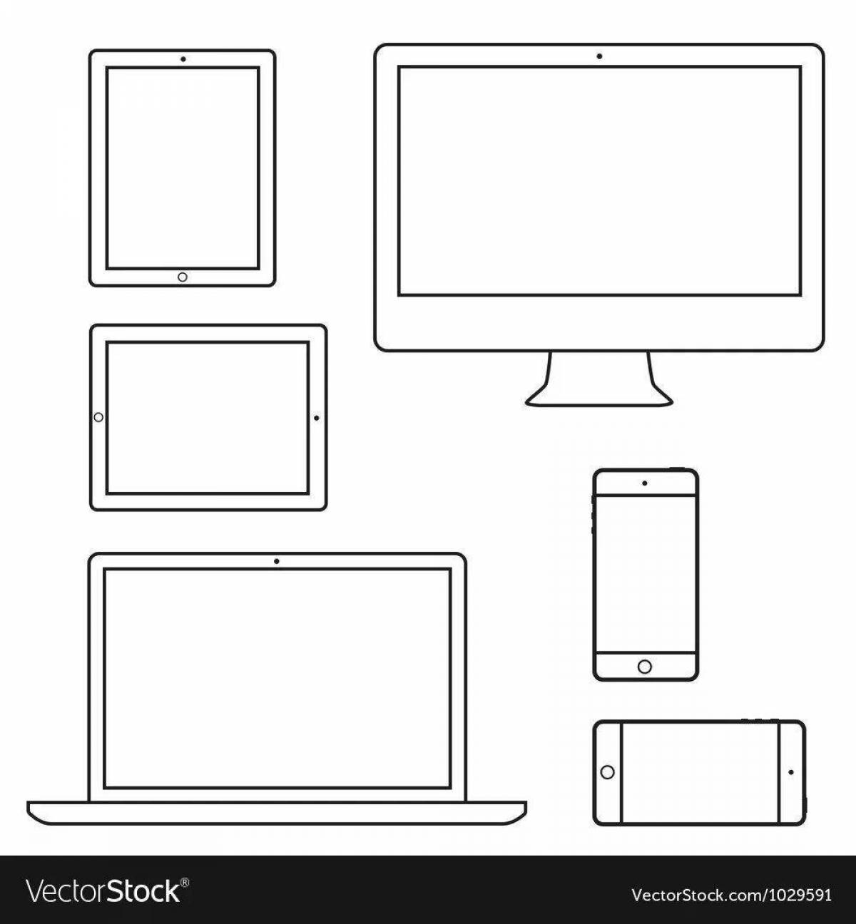 Coloring book shining laptop screen