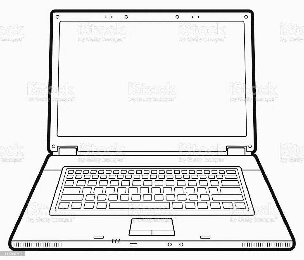 Animated laptop screen coloring page