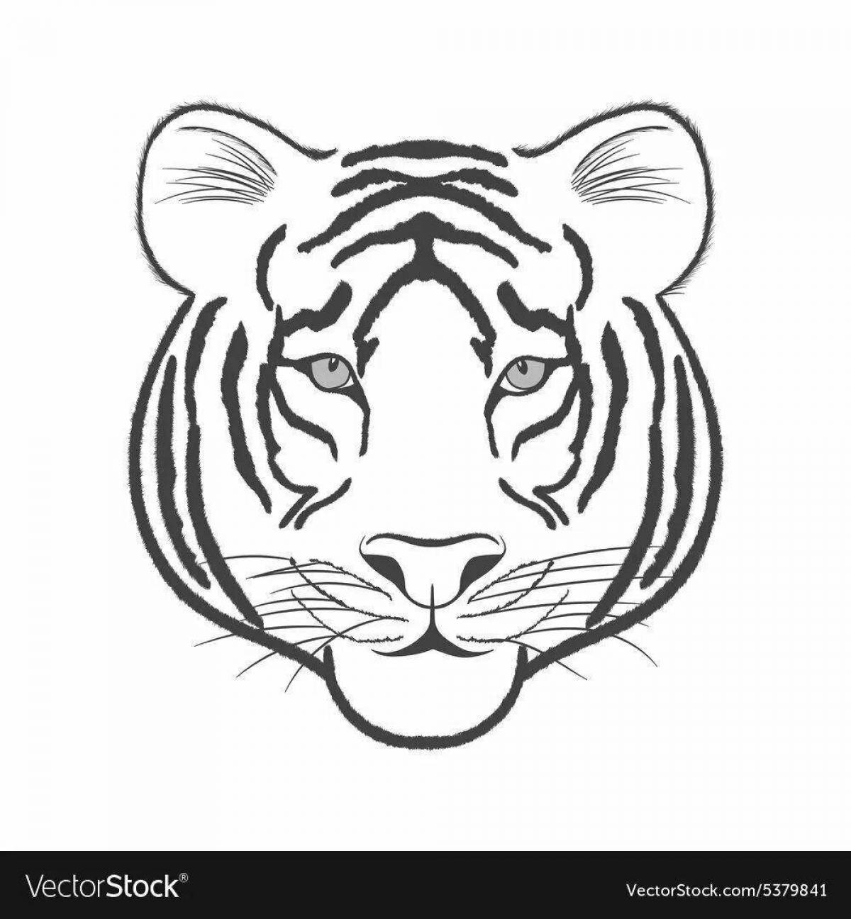 Bright tiger head coloring book