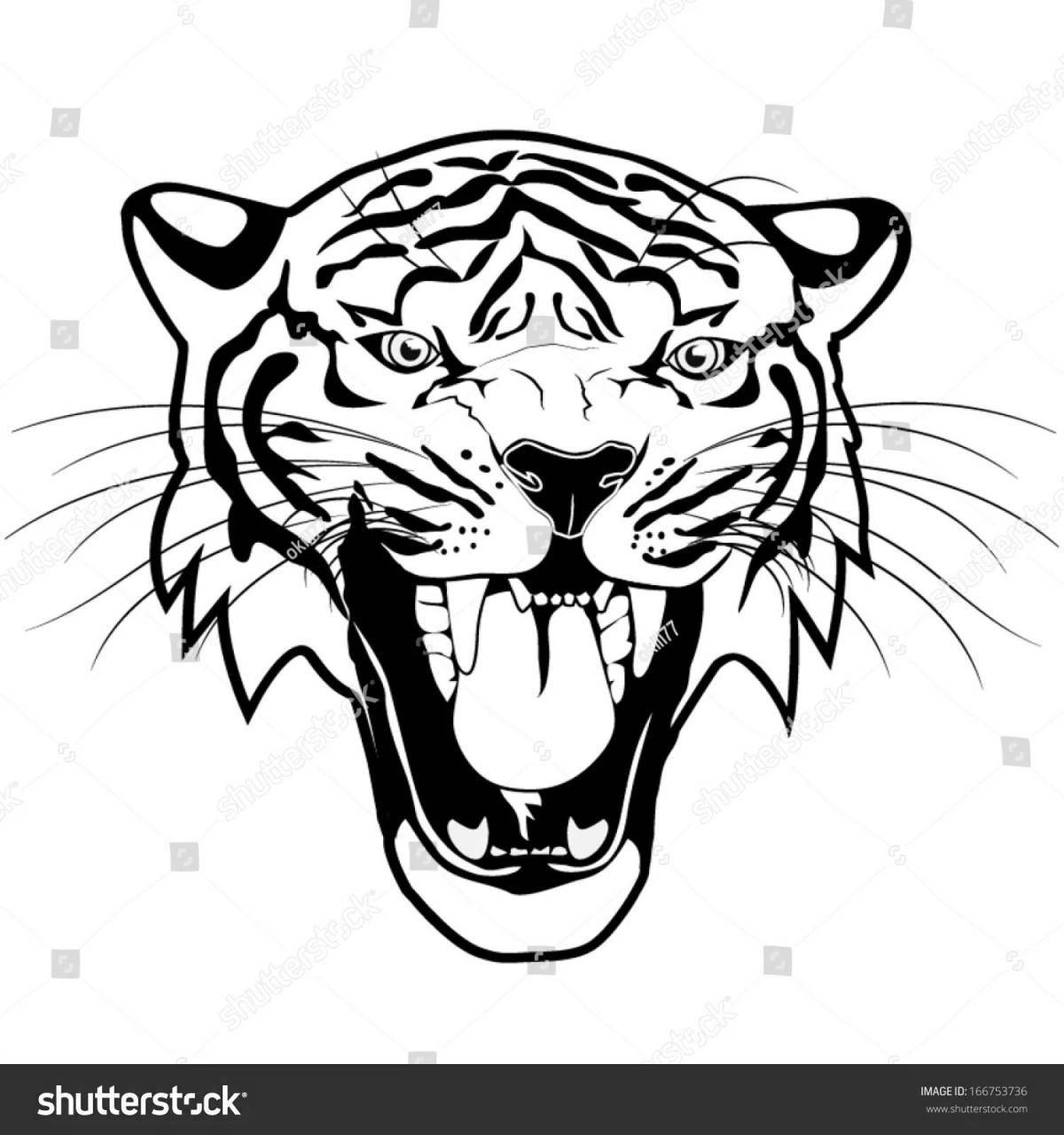 Мощная раскраска голова тигра