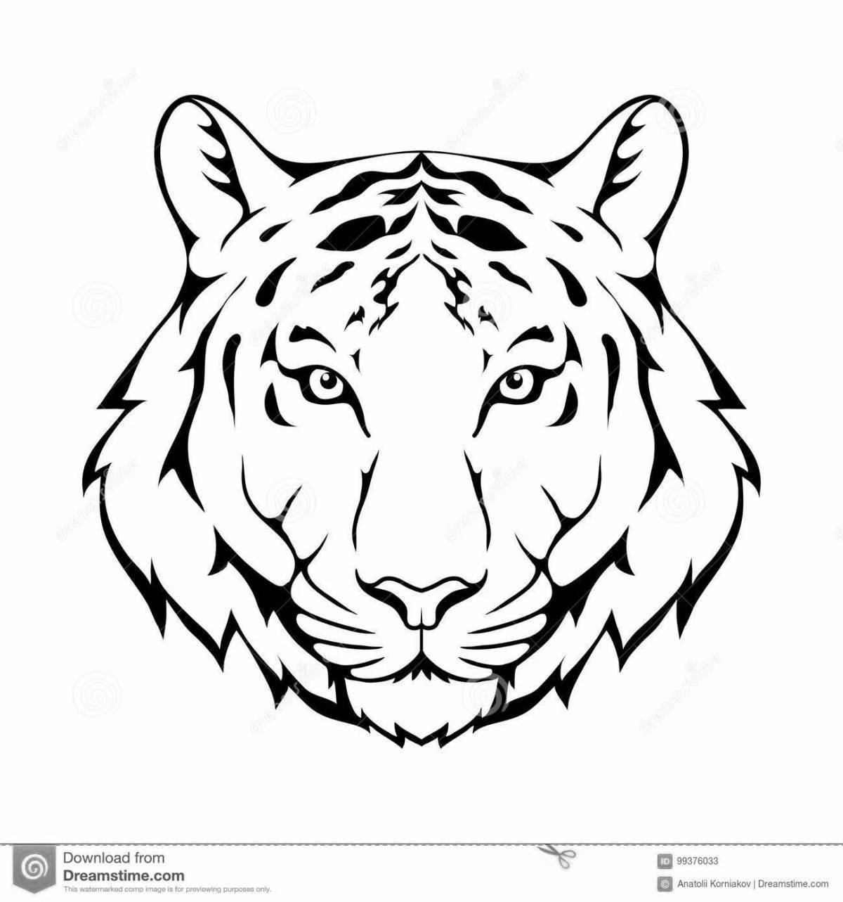 Грандиозная раскраска голова тигра