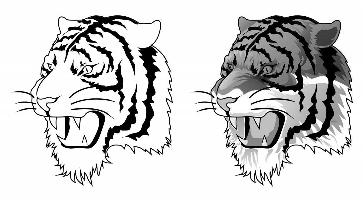 Благородная раскраска голова тигра