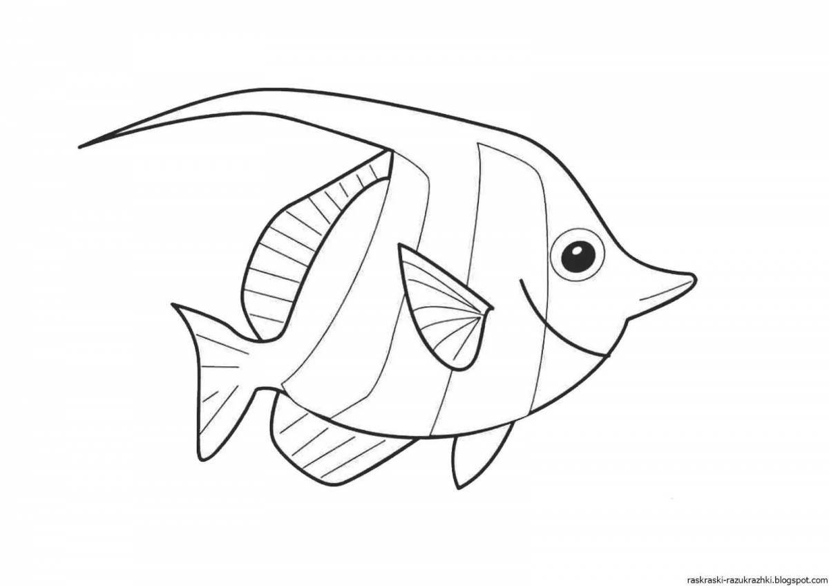 Colorful simple fish coloring book