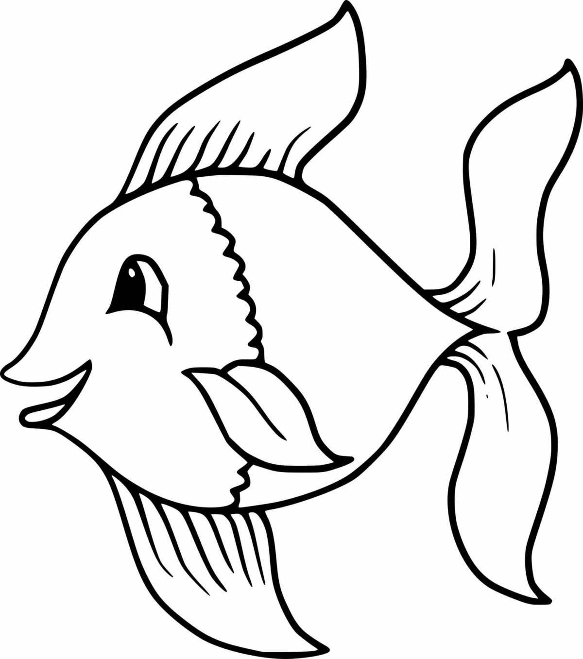 Bright simple fish coloring book
