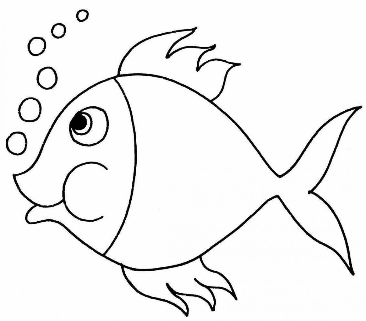 Веселая простая рыбка-раскраска