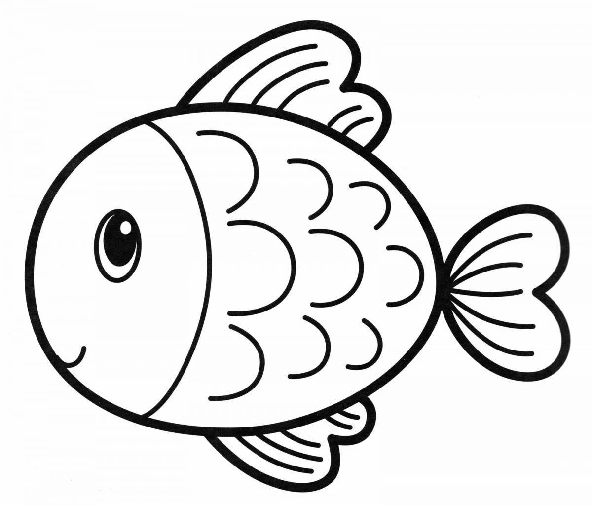 Joyful simple fish coloring book