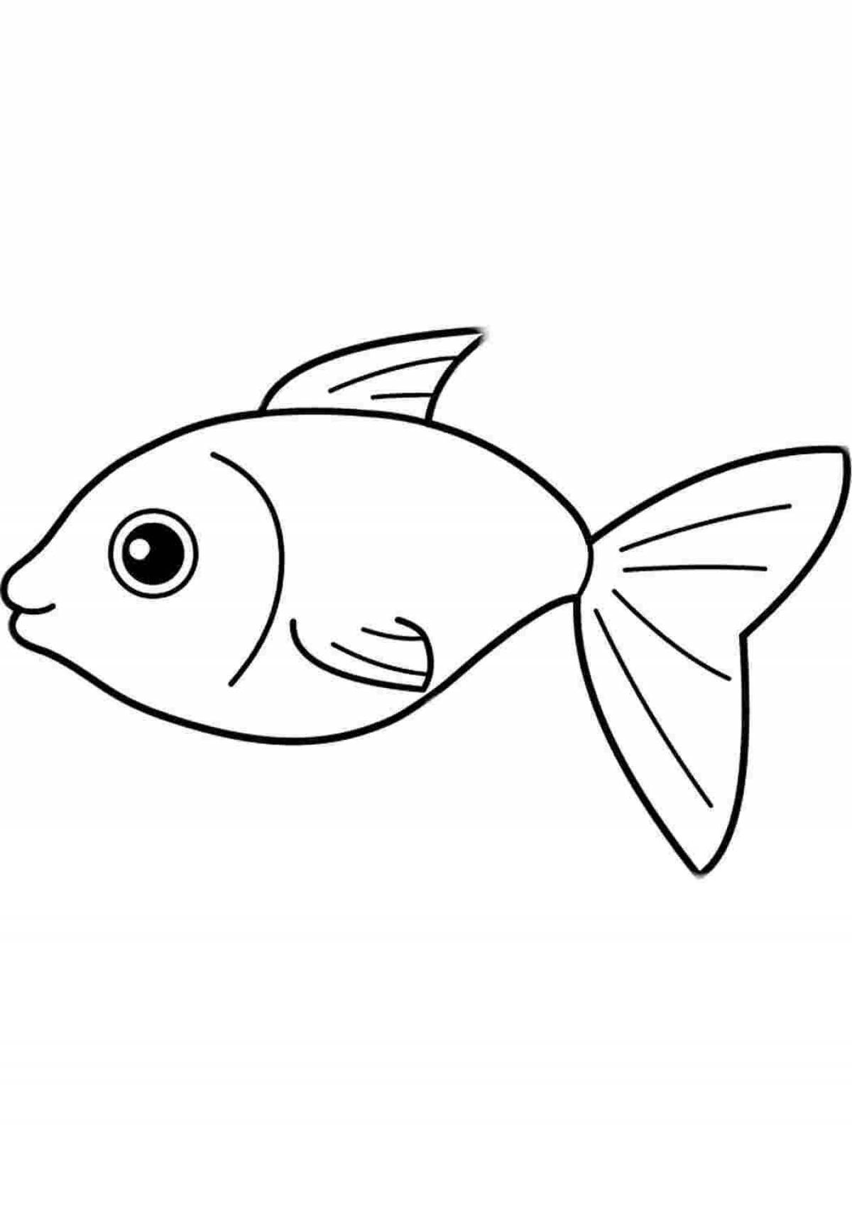 Simple fish coloring page animated