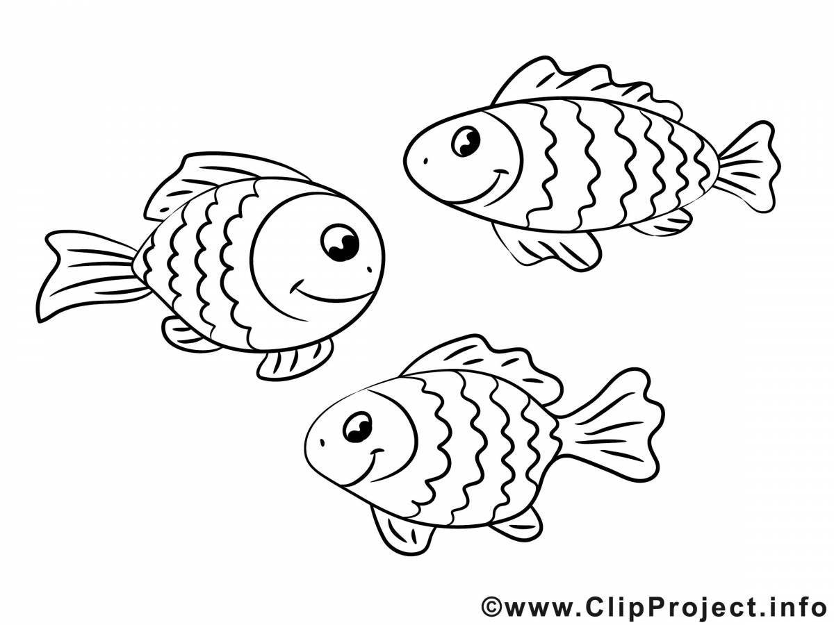 Shiny simple fish coloring book