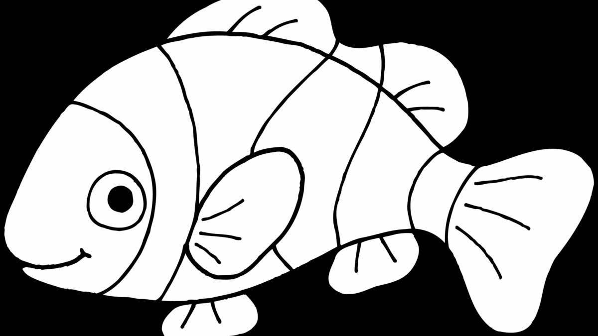 Coloring book sparkling simple fish