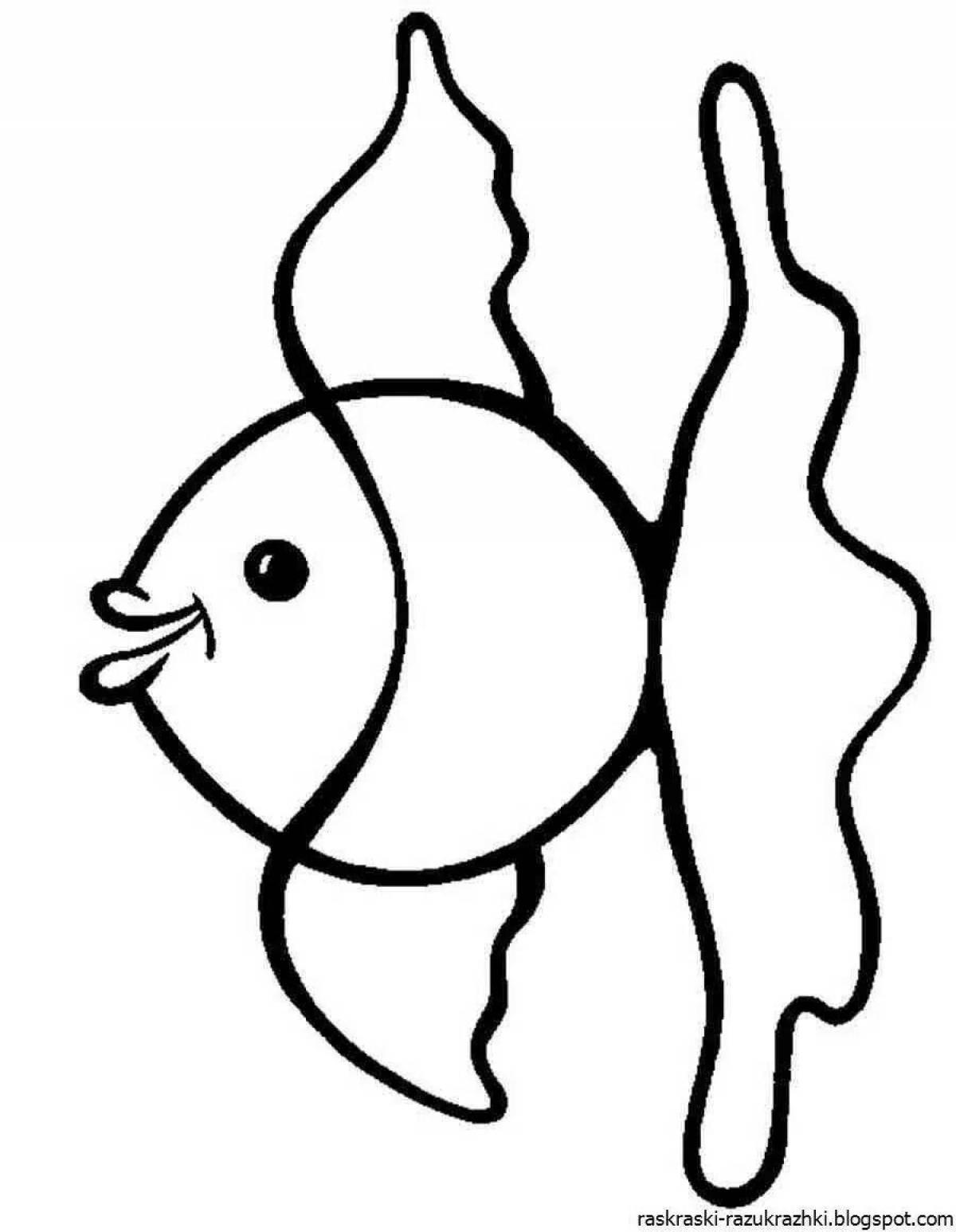 Cute simple fish coloring book