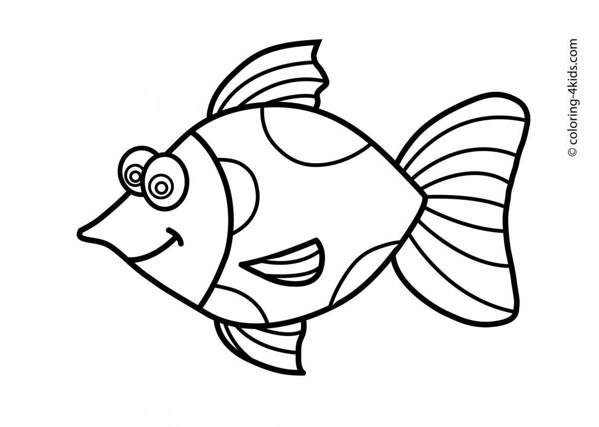 Очаровательная простая рыбка-раскраска