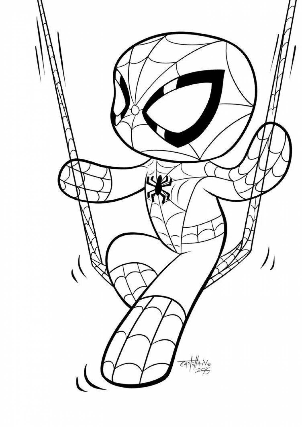 Playful spider cartoon coloring page