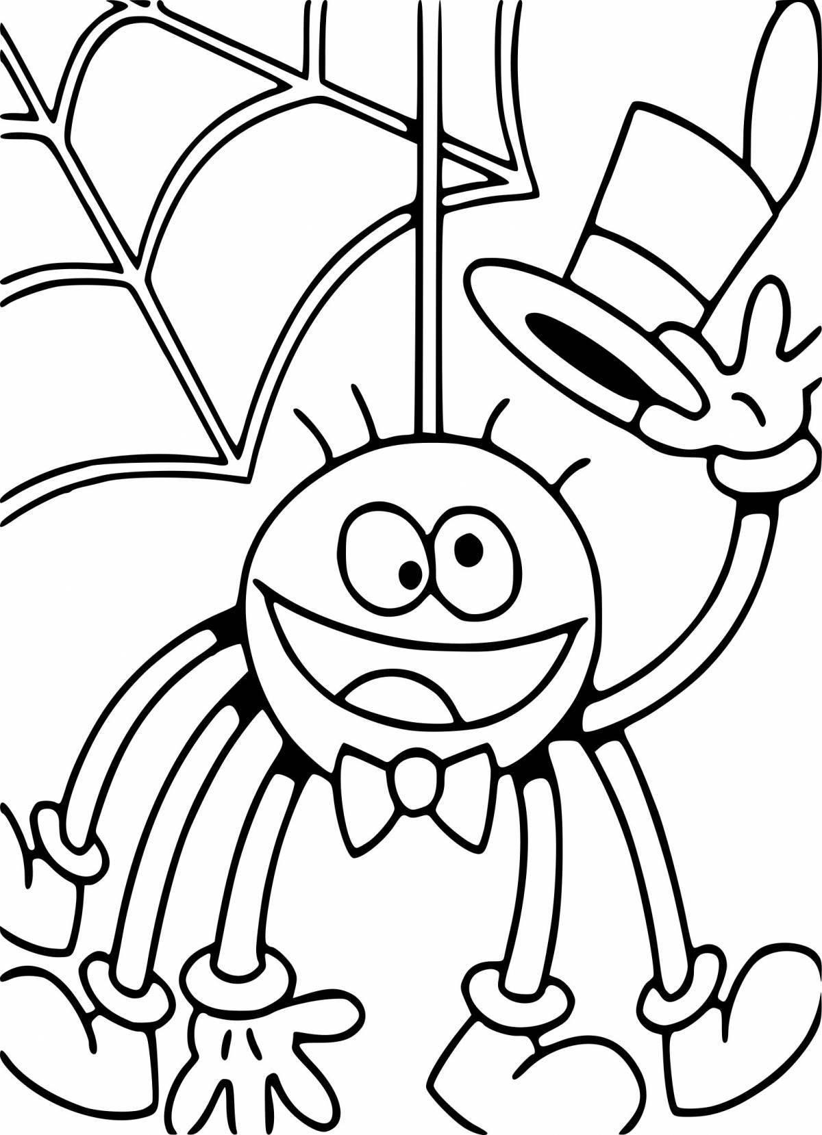 Coloring book funny cartoon spider