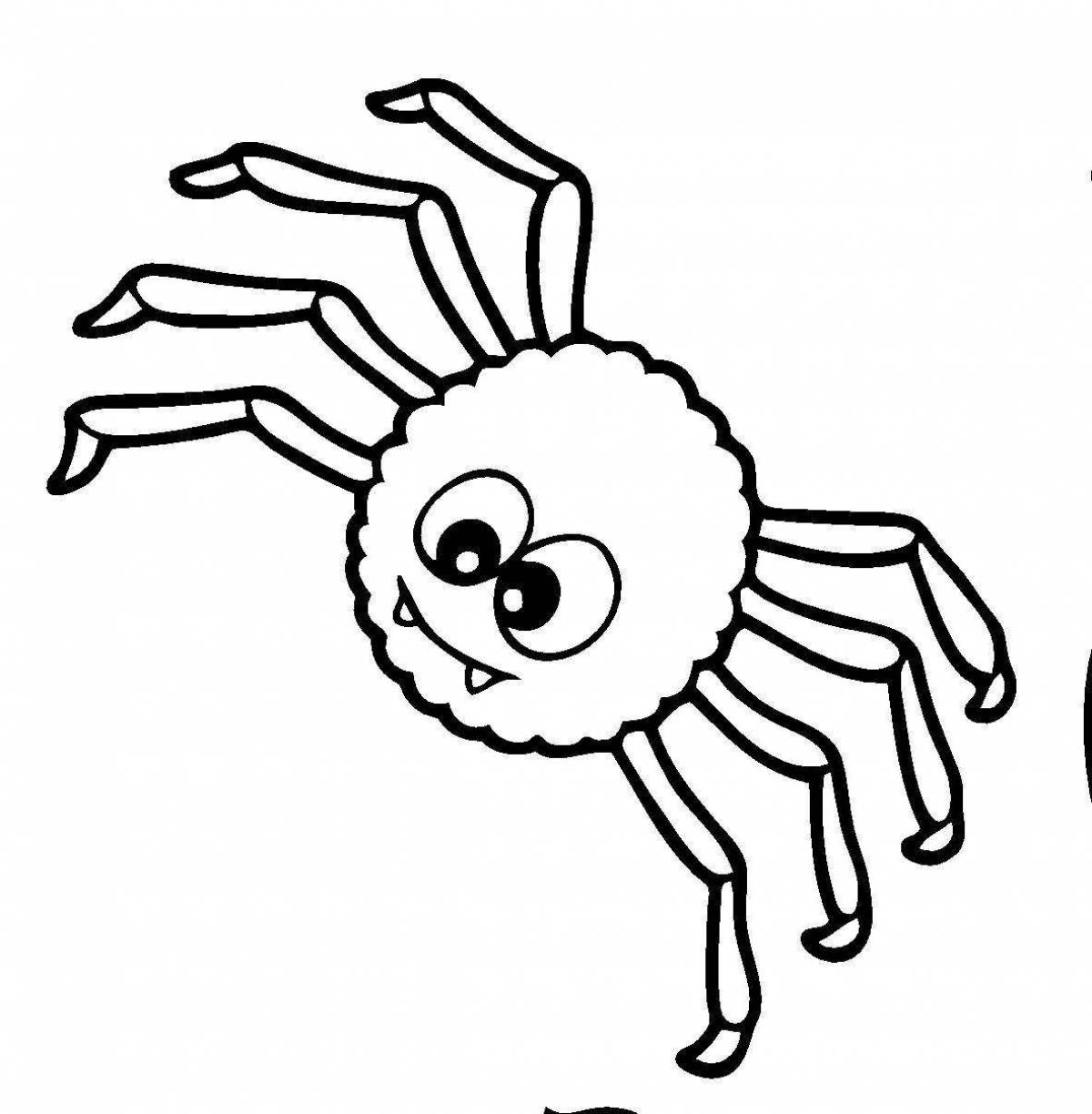 Увлекательная мультяшная раскраска паук