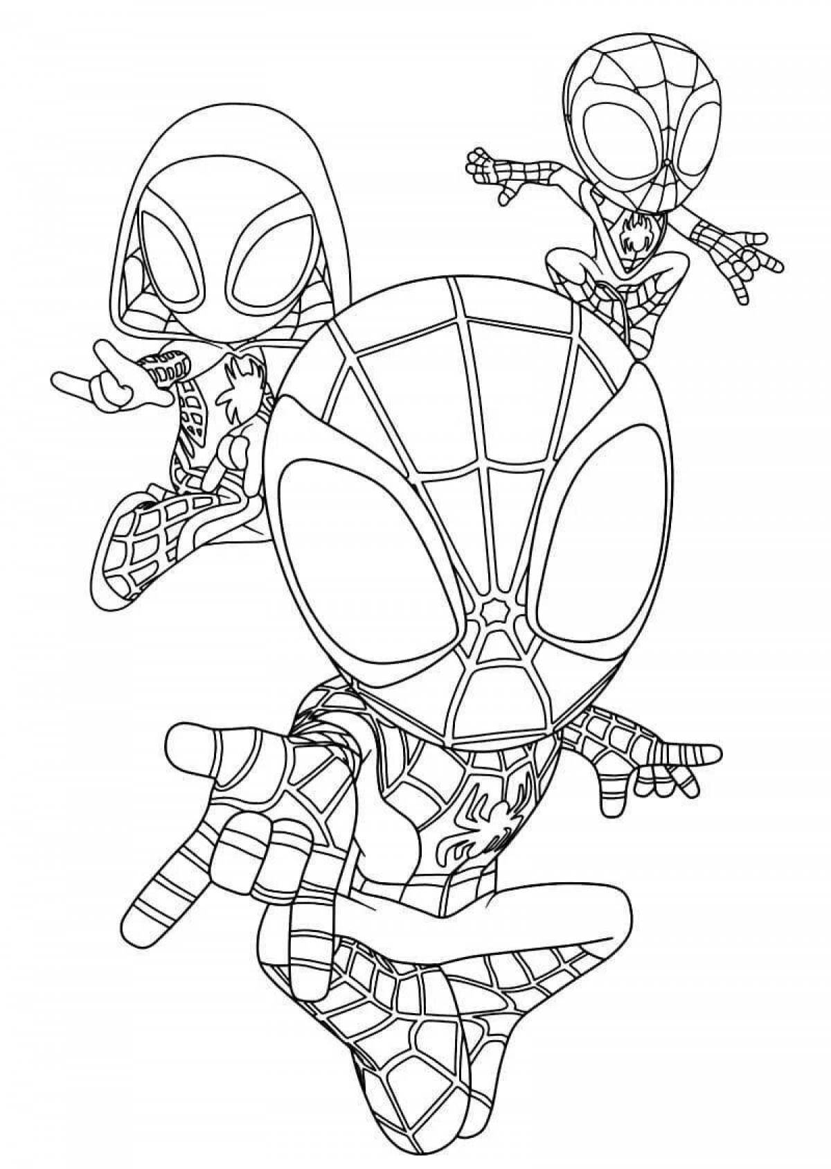 Impressive spider cartoon coloring book