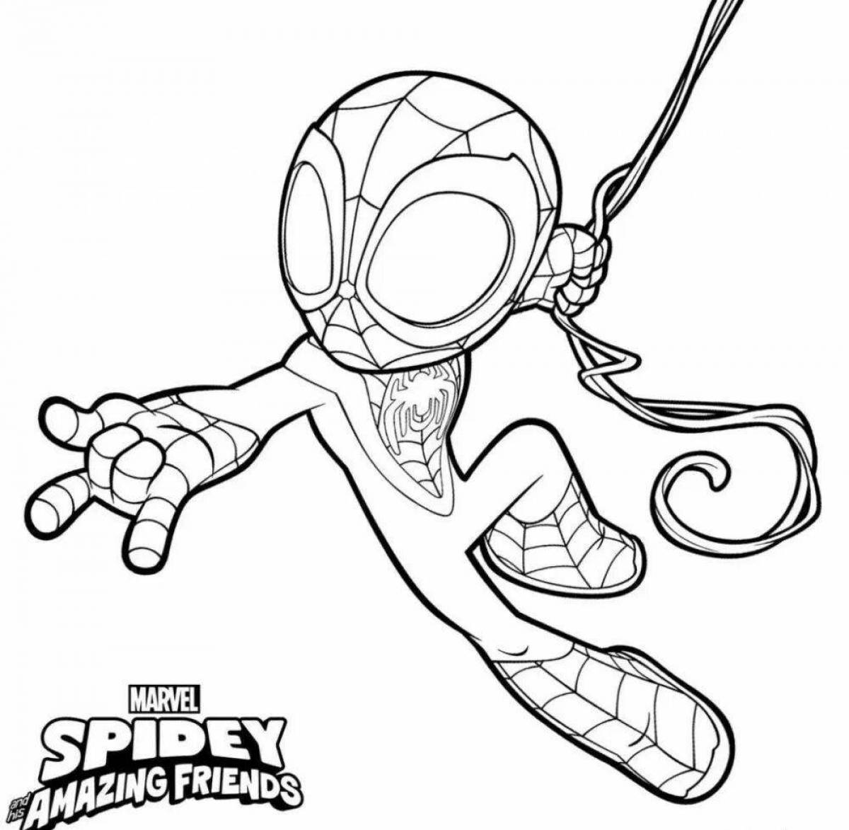 Exquisite cartoon spider coloring page