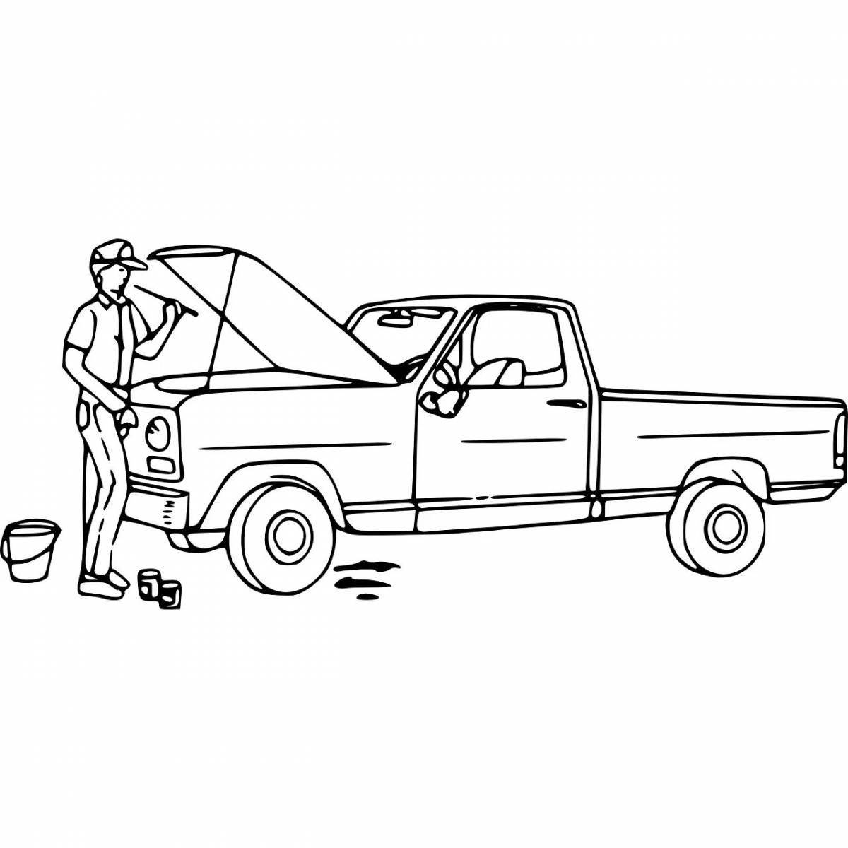 Coloring book joyful profession auto mechanic