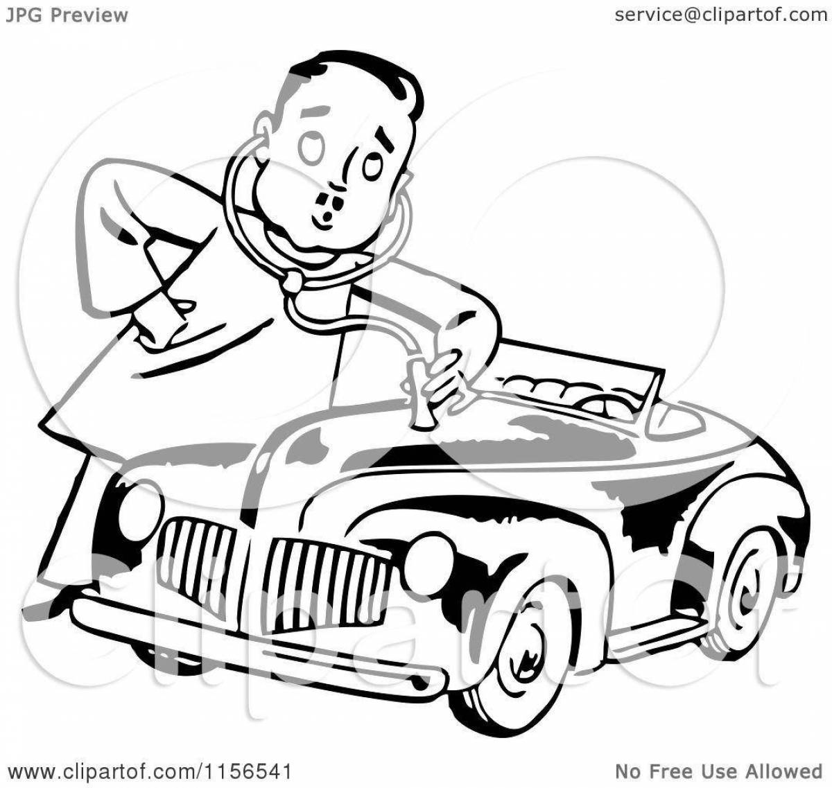 Invitation auto mechanic profession coloring