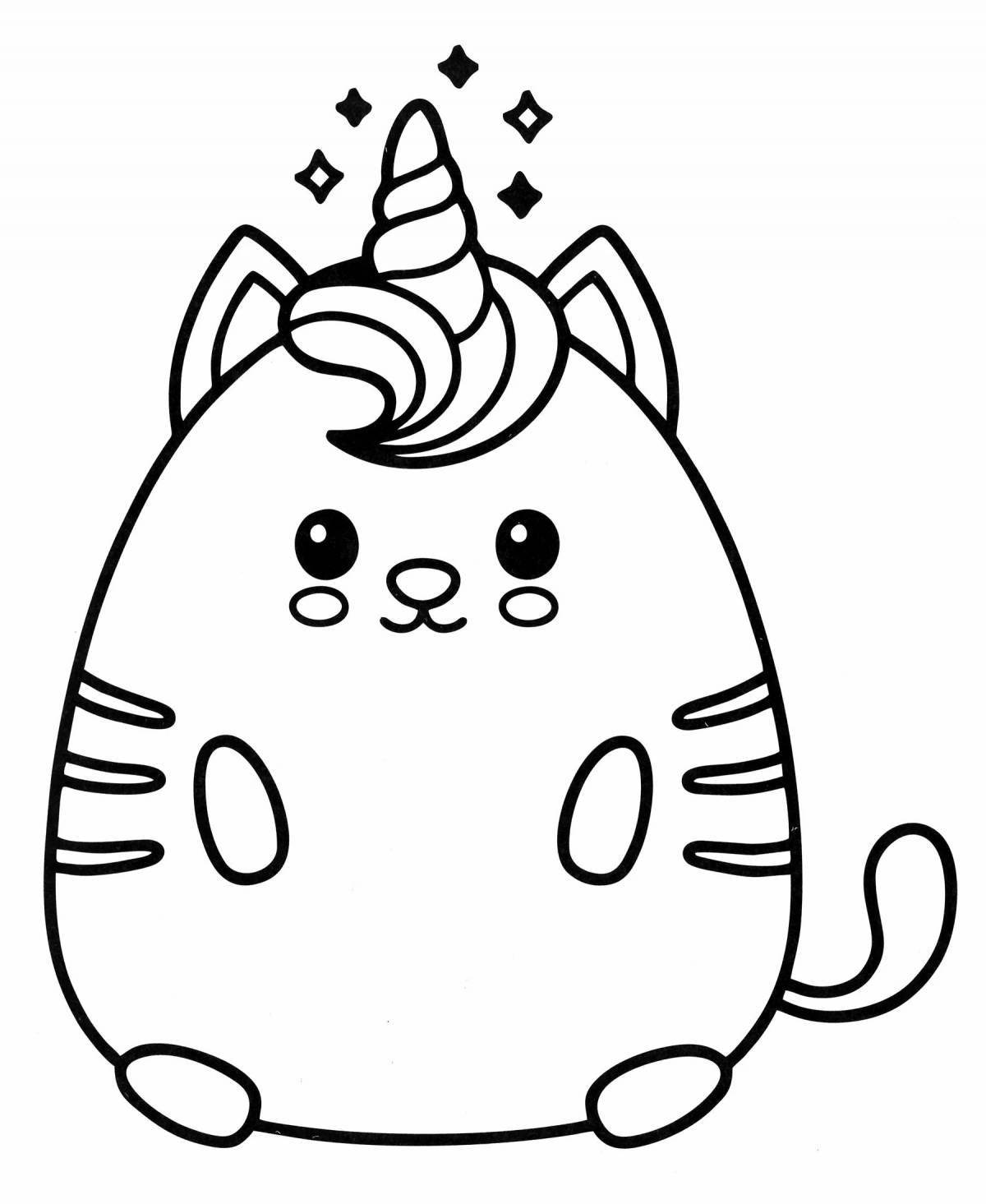 Веселая раскраска кавайного кота