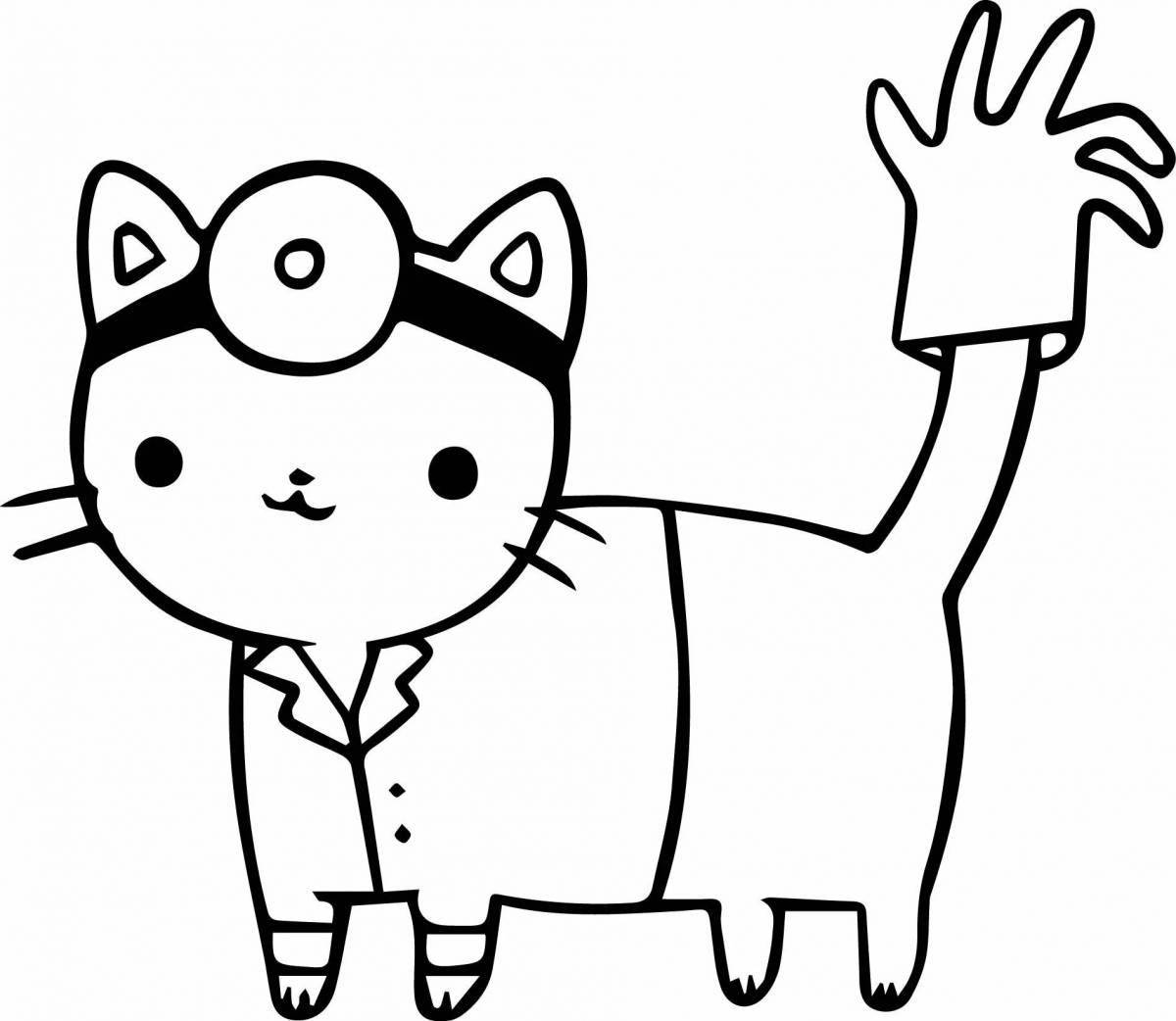 Раскраска озорной кавайный кот