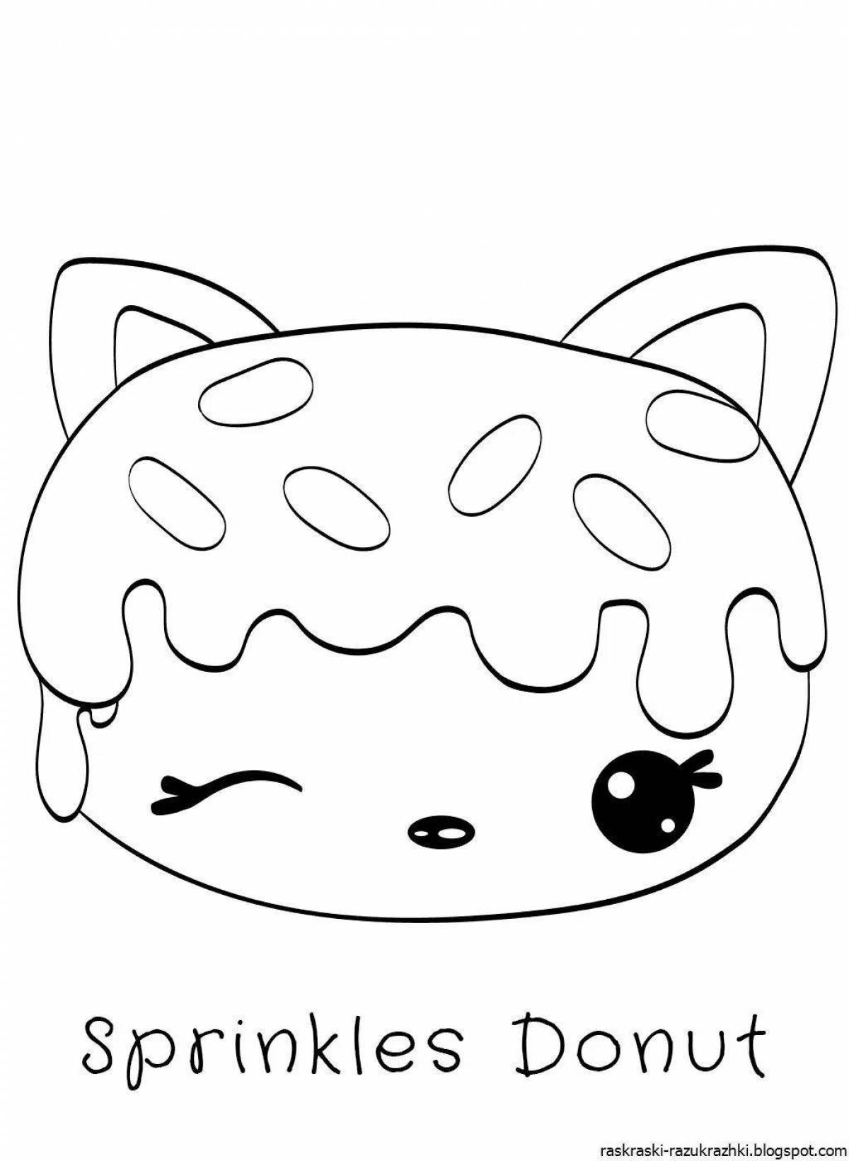 Раскраска веселый кавайный кот
