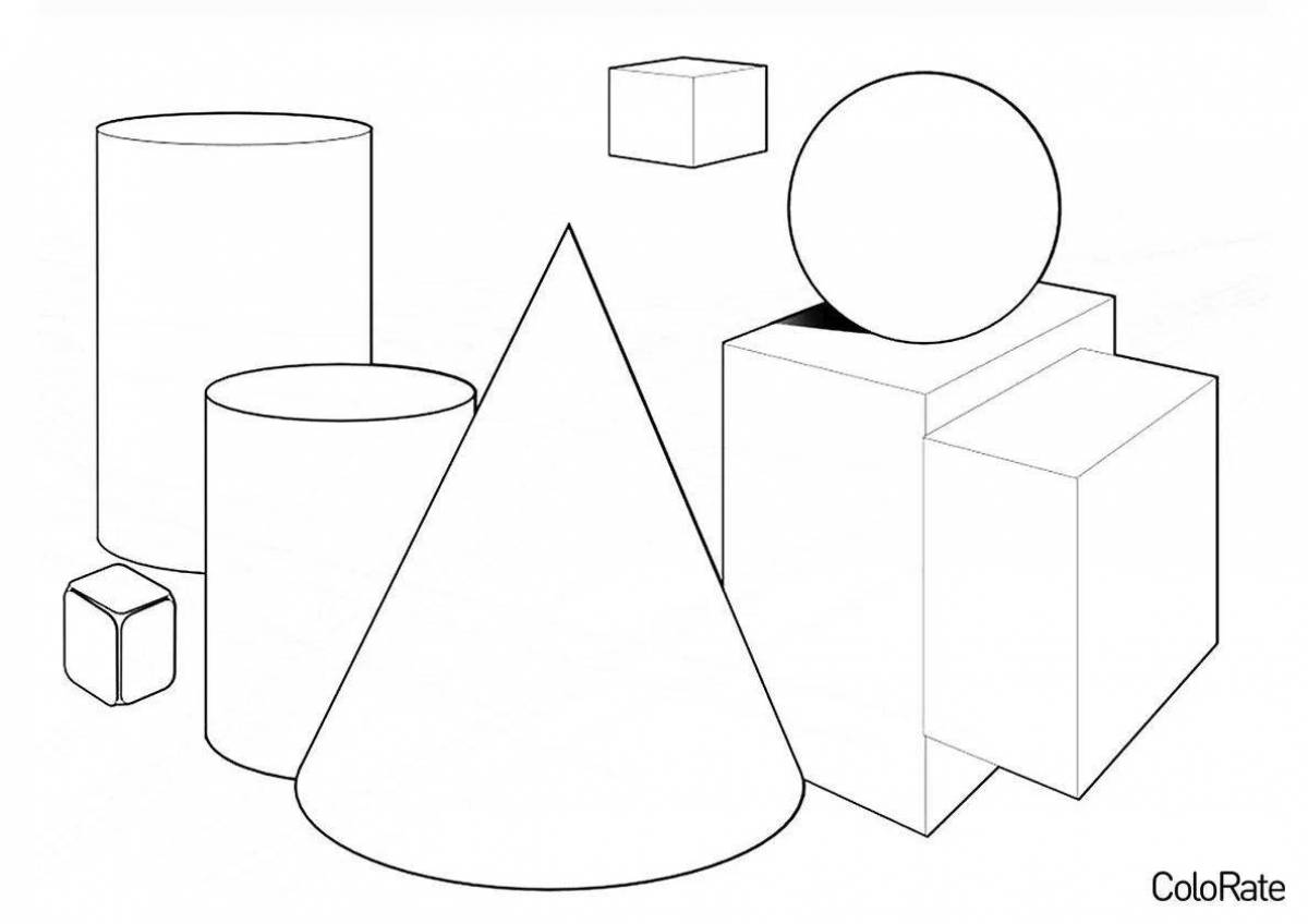 Intriguing geometric shapes coloring book