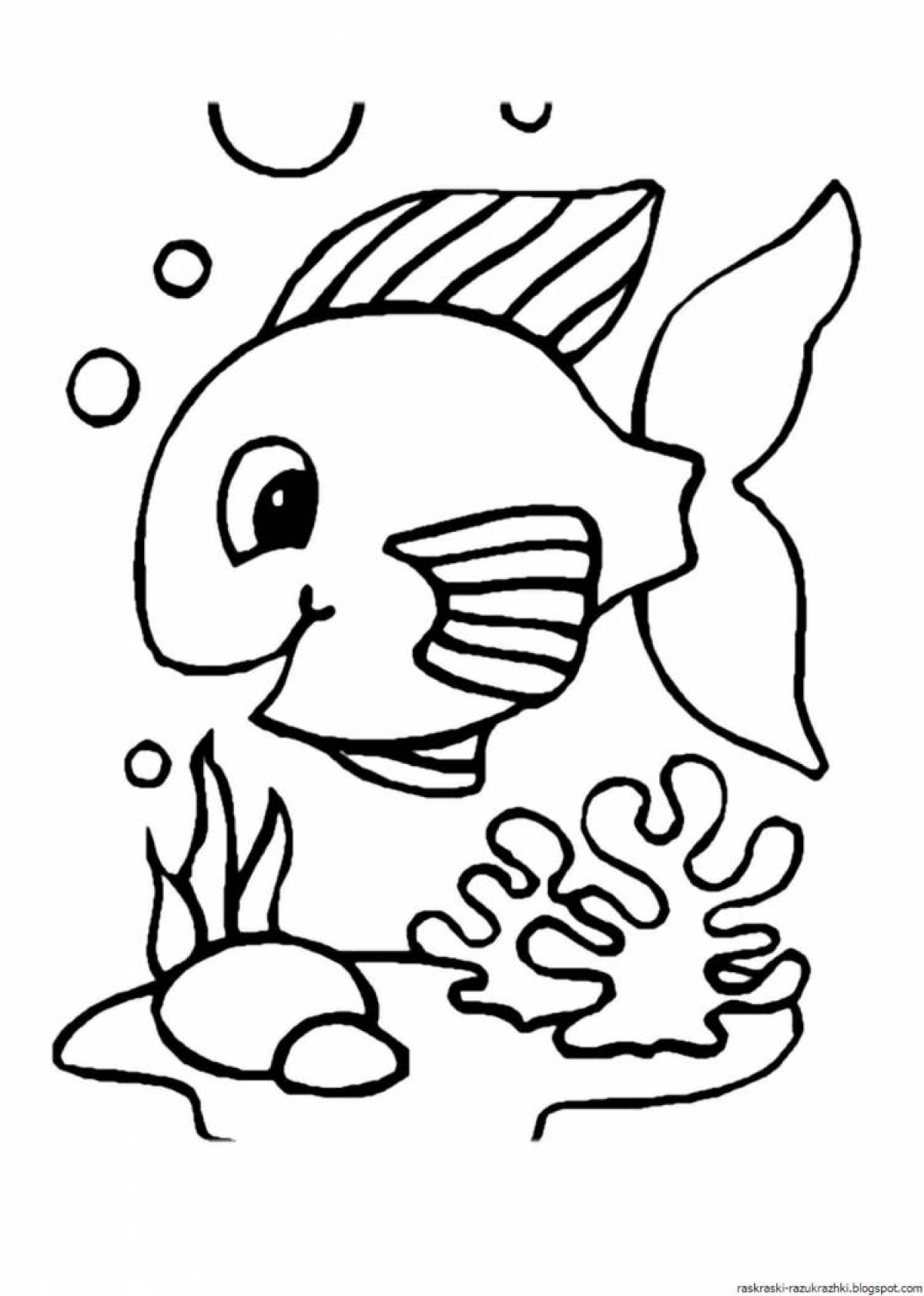 Веселая рыбка-раскраска для детей