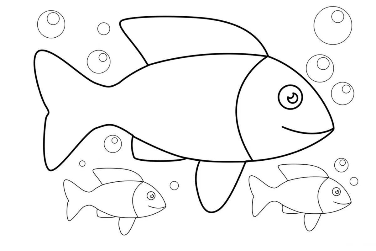 Adorable fish coloring book for kids