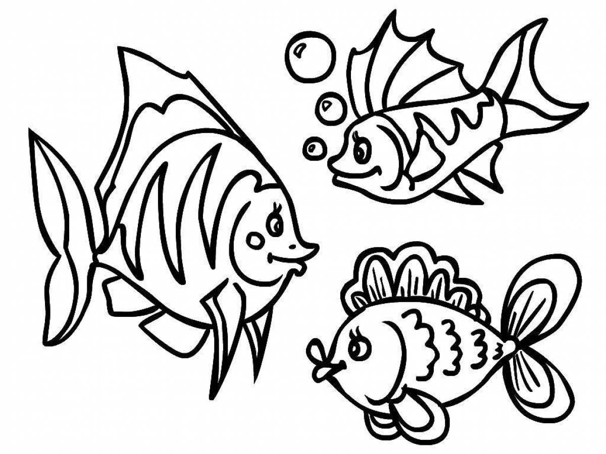 Впечатляющая страница раскраски рыб для детей