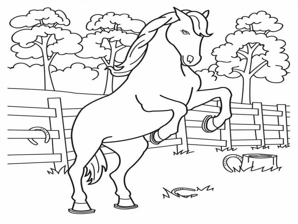 Величественная арабская лошадь-раскраска для детей