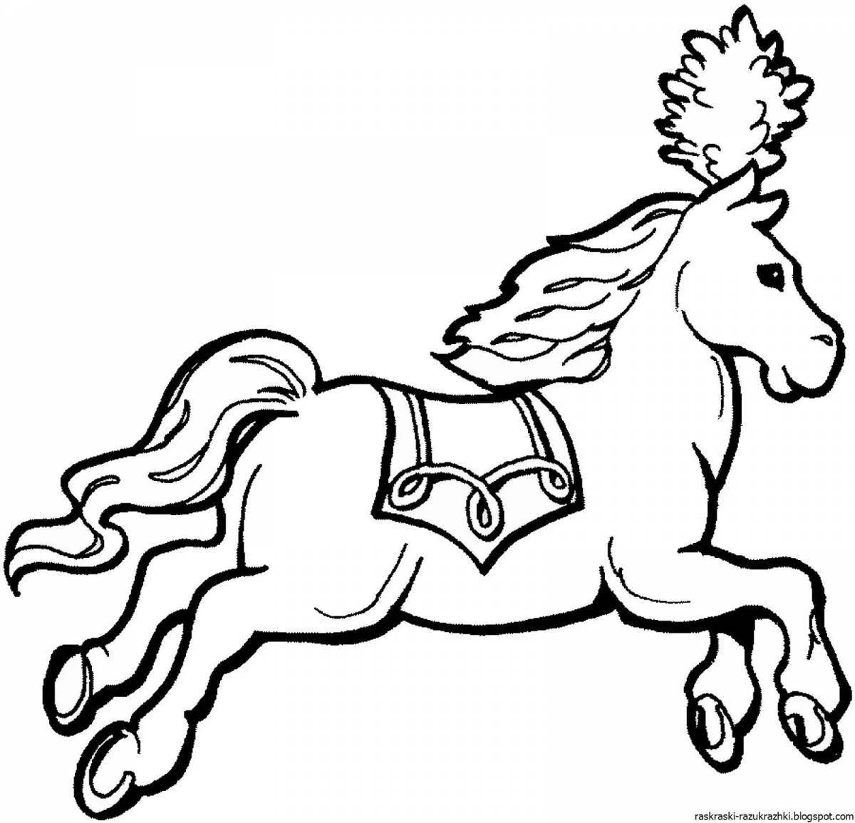 Скачущая исландская лошадь-раскраска для детей