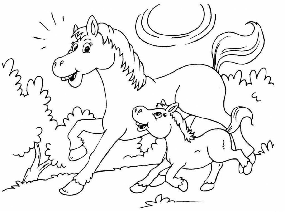 Majestic fjord coloring horse for kids