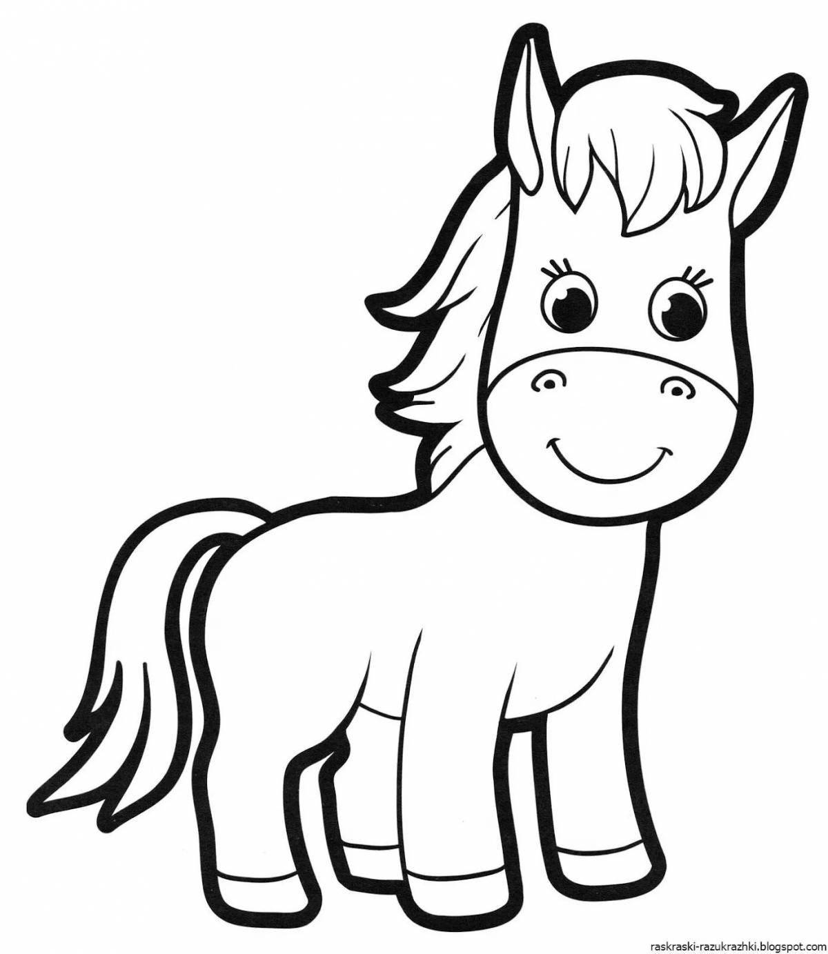 Playful stallion coloring horse for kids