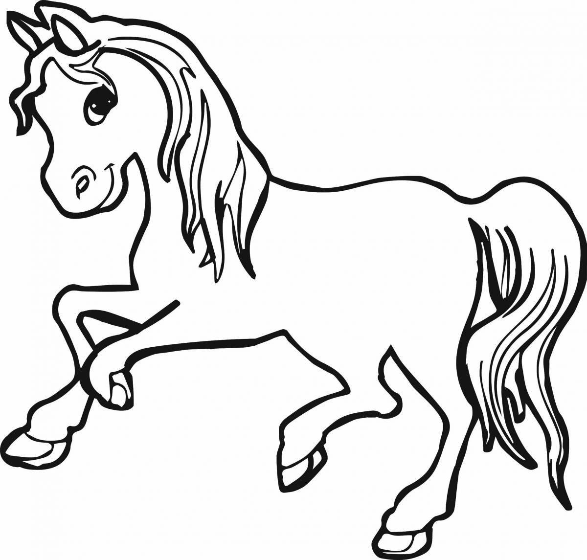 Playful pony coloring horse for kids