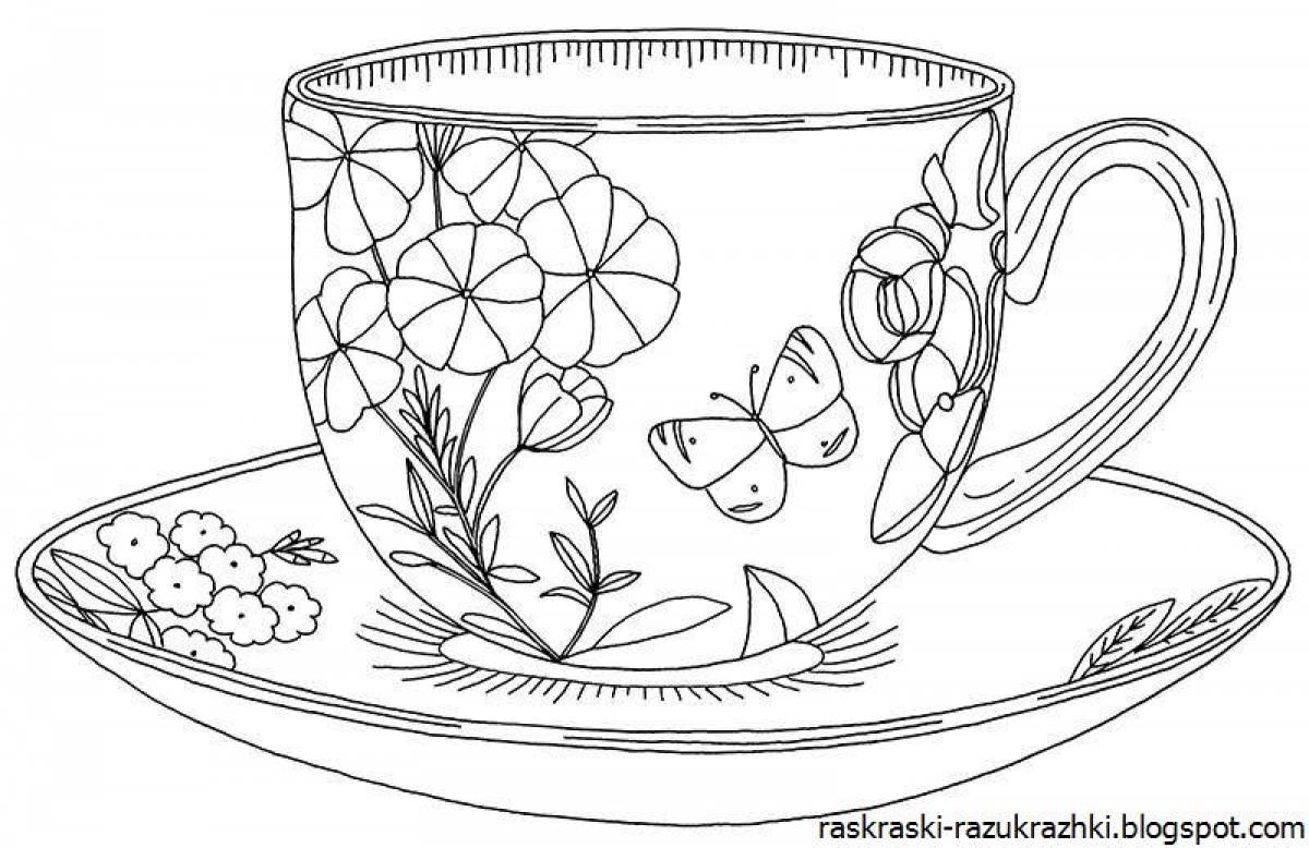 Playful cup coloring page