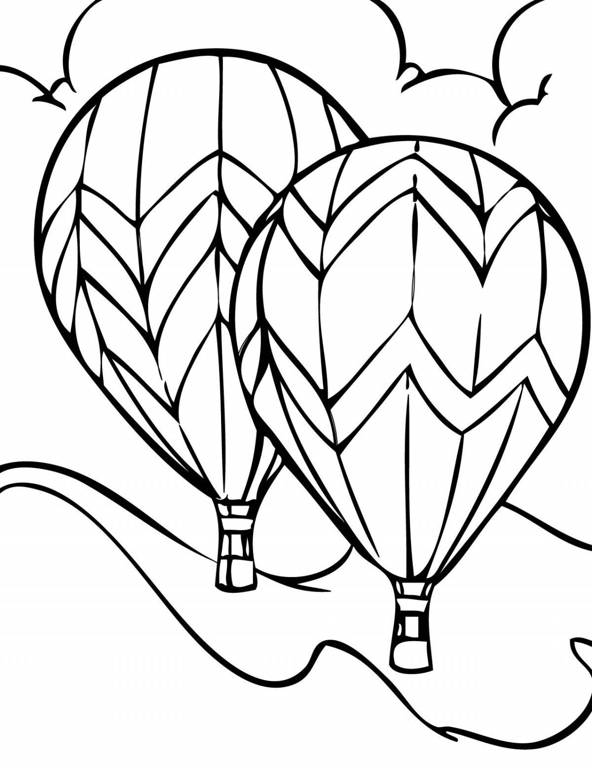 Joyful hot air balloon coloring page