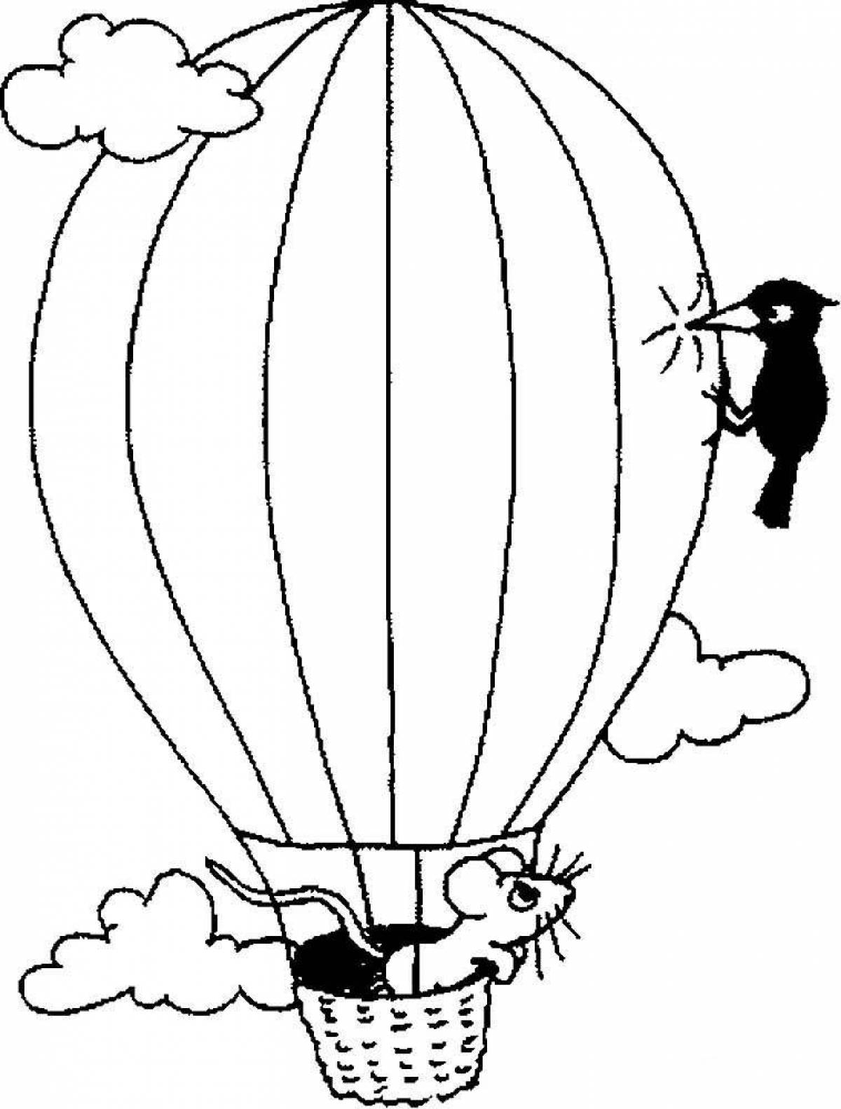 Animated hot air balloon coloring page