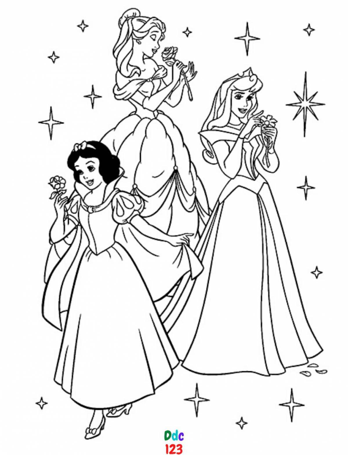 Glowing princess coloring pages for kids