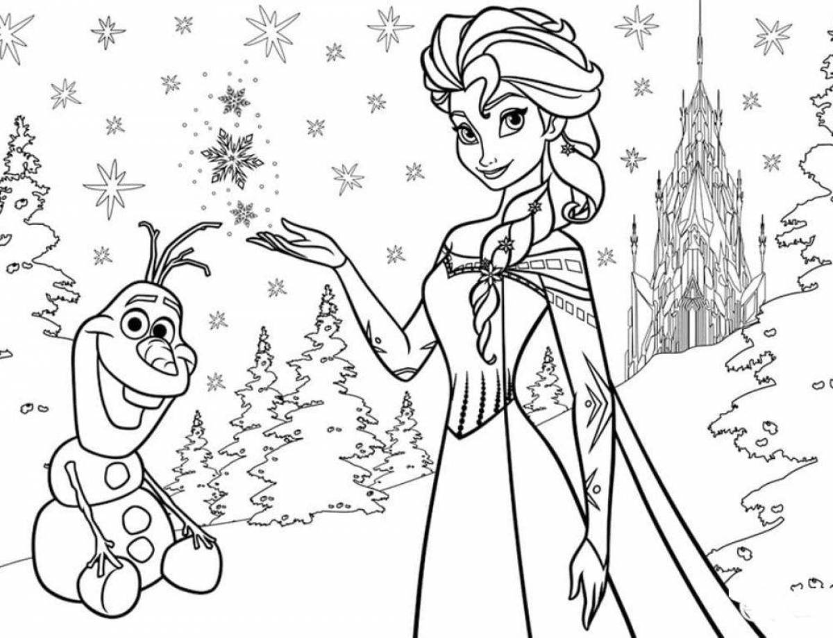 Elsa glitter coloring book for kids