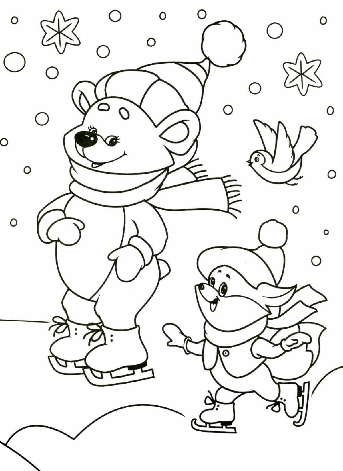 Inviting winter coloring book for children 4-5 years old