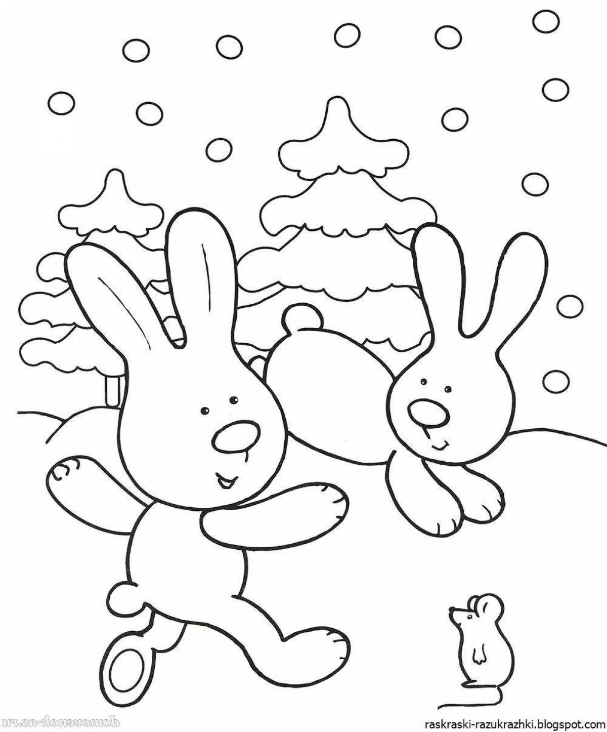 Serene winter coloring book for 4-5 year olds