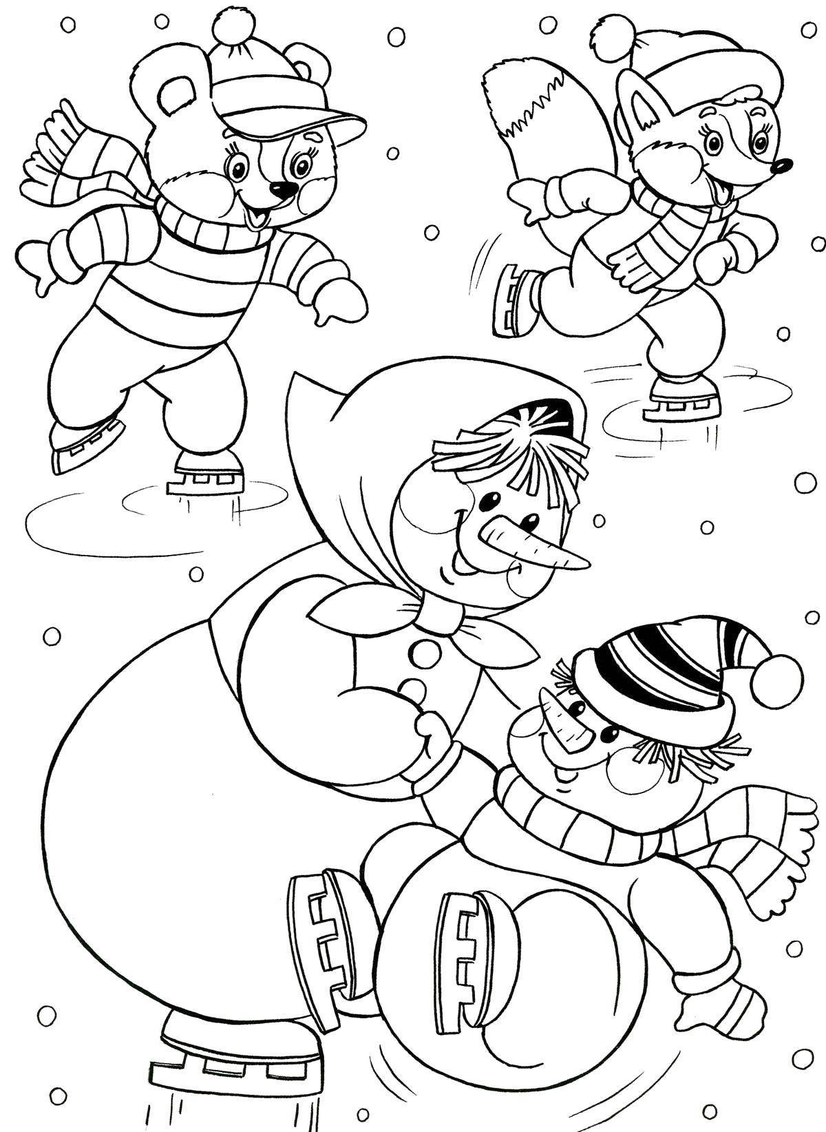 Exciting coloring book for kids winter fun 5-6 years old