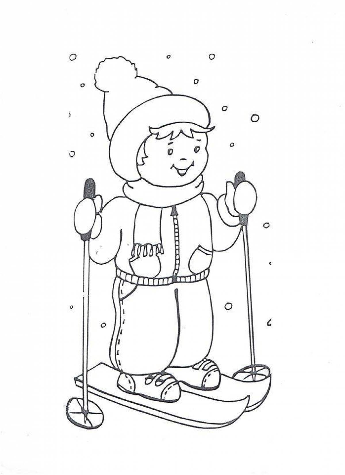 Animated coloring book for children winter fun 5-6 years old