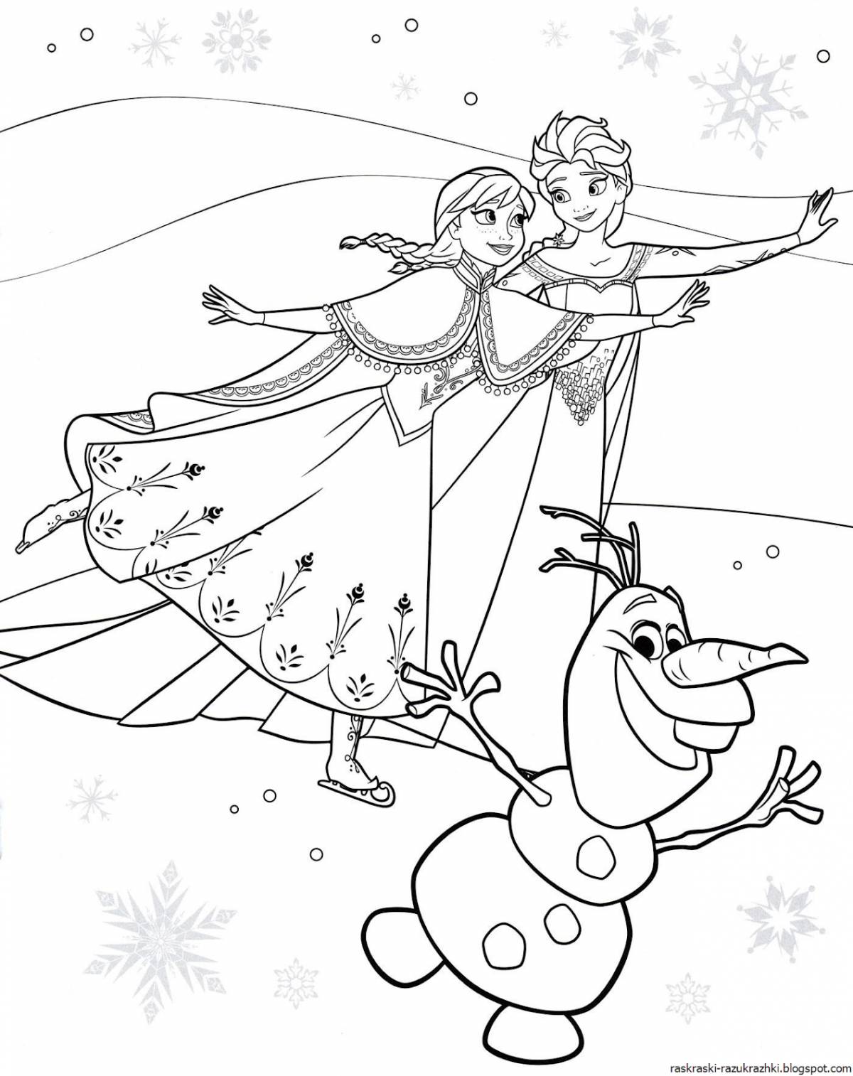 Glitter Frozen Coloring Page for Kids
